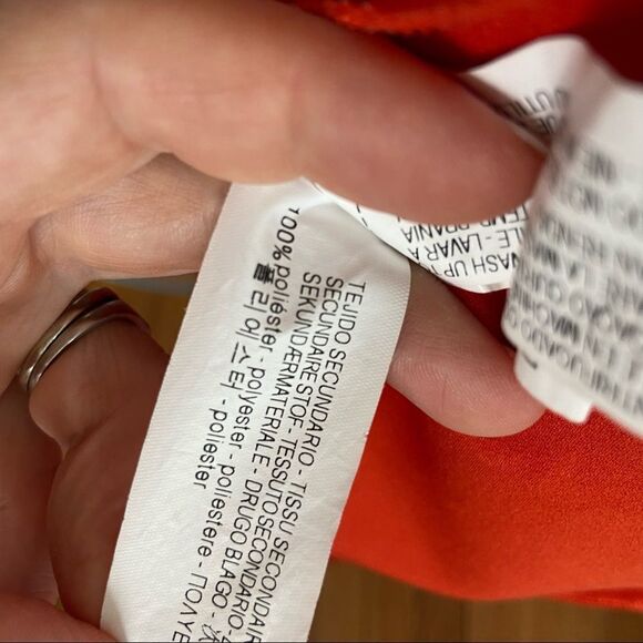 Zara Midi Dress Floral Lace Detail Orange Red Size Small - Picture 10 of 10